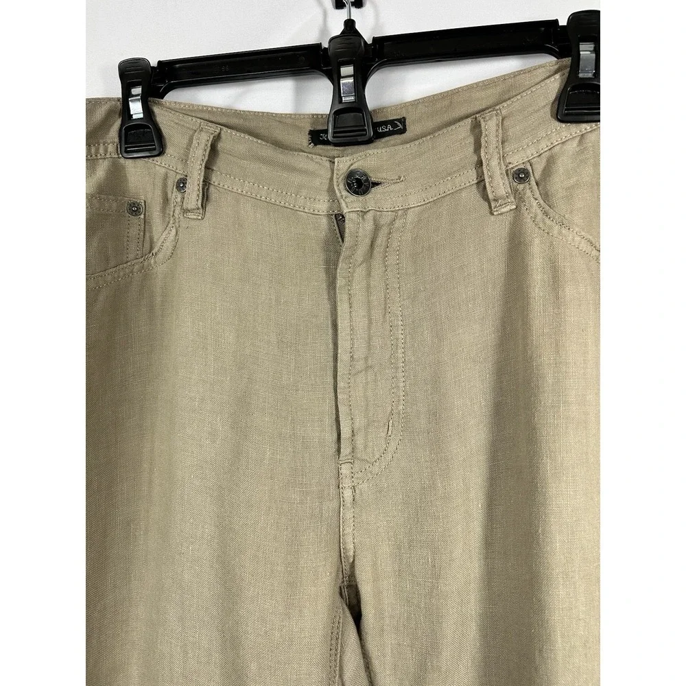 John Varvatos USA Linen Trousers‎ 36 Regular Khaki Quiet Luxury Coastal Resort